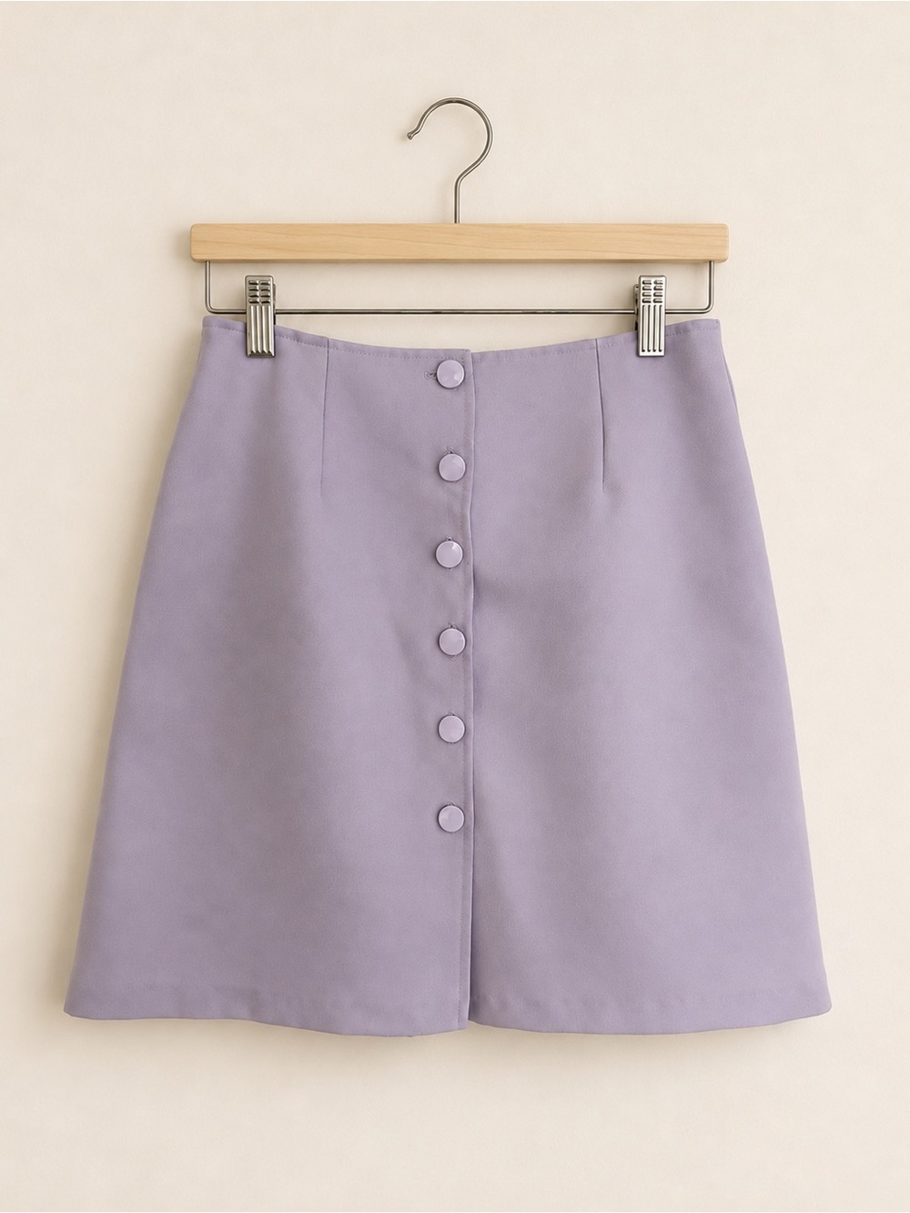 Lilac Button-Front A-Line Skirt